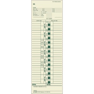 TOPS Weekly One-Sided Time Cards