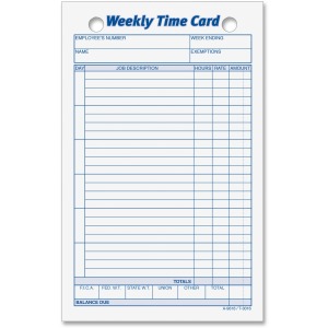 TOPS Weekly Handwritten Time Cards