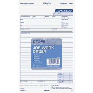 TOPS Carbonless 3-Part Job Work Order Forms