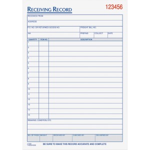 TOPS Carbonless Receiving Record Forms