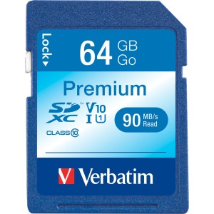 Verbatim 64GB Premium SDXC Memory Card, UHS-I Class 10