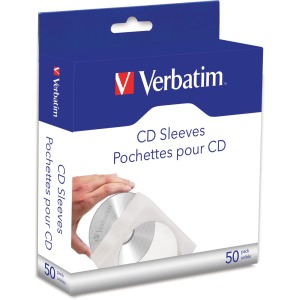 Verbatim CD/DVD Paper Sleeves with Clear Window - 50pk Box