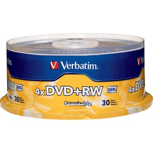 Verbatim 94834 DVD Rewritable Media - DVD+RW - 4x - 4.70 GB - 30 Pack Spindle