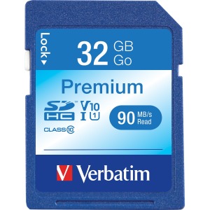 Verbatim 32GB Premium SDHC Memory Card, UHS-I Class 10