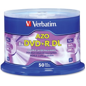 Verbatim DVD Recordable Media - DVD+R DL - 8x - 8.50 GB - 50 Pack Spindle