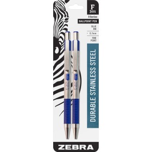 Zebra Pen F-301 Stainless Steel Ballpoint Pens