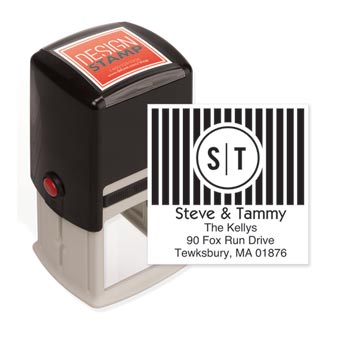 Bold Bars Monogram Design Stamp - Self-Inking