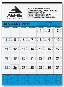 Blue & Black Contractors Memo Calendar