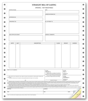 Bills of Lading, Continuous 3-part