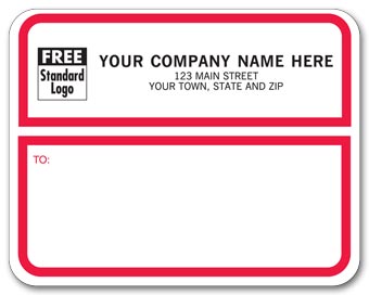 Jumbo Shipping Labels, Padded, White w/ Red Border