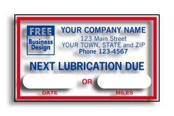 Next Lubrication Due Static Cling Windshield Labels