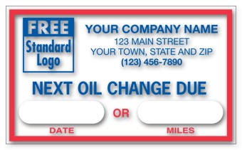 Static Cling Windshield Labels,  Next Oil Change Due