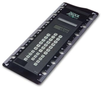 Solar Calculator With Ruler for 7 Ring 3-On-A-Page-Binder