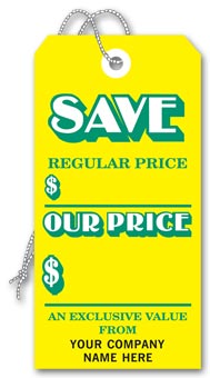 Save  Tags, Stock,Yellow, Large