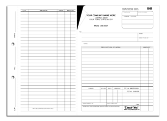 Work Orders - Side-Stub with Carbons 2-part