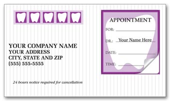 Dental Appointment Cards, Peel and Stick, Tooth Design