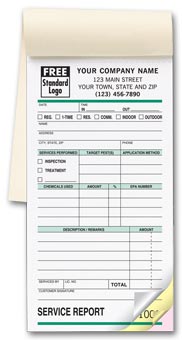 Pest Control Form - Small Service Order Book 3-part