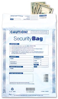 9 x 12  Single Pocket Deposit Bag, opaque