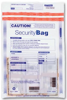 9 x 12  Single Pocket Deposit Bag, Clear