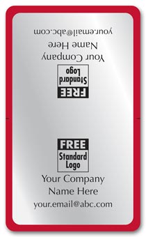Rectangular Mailing Seal on Silver Foil w/Red Trim 2.5x1.5