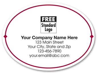 Oval Presentation Label on Transparent Poly w/Red Trim 4x3