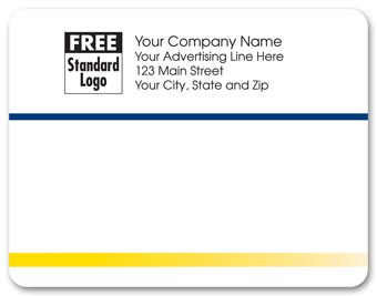 Rectangular Mailing Label w/Navy & Yellow Stripes 5x3 7/8