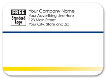 Rectangular Mailing Label w/Navy & Yellow Stripes 3.87x2.81