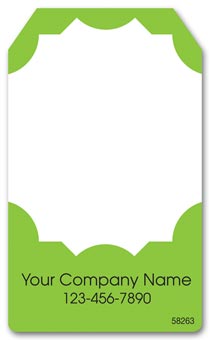 Adhesive Tag Shaped Label in Green & White 1.5x2.5