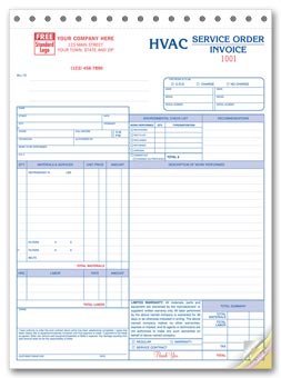 Service Orders, HVAC, Large Format 3-part