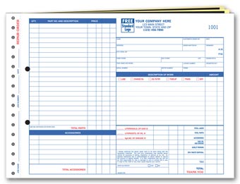 Repair Orders, Garage, Carbon, Side-Stub, Large Format 3-part