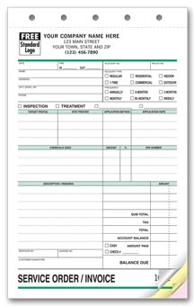 Pest Control Form - Service Orders 3-part