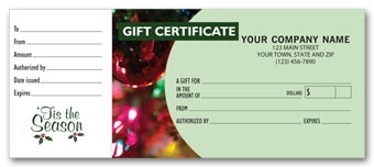 Gift Certificates, Holiday Ornament
