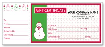 Gift Certificates, Holiday Merry Snowman