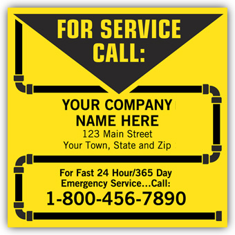 Contractor Service Labels, with Pipe Border, Vinyl