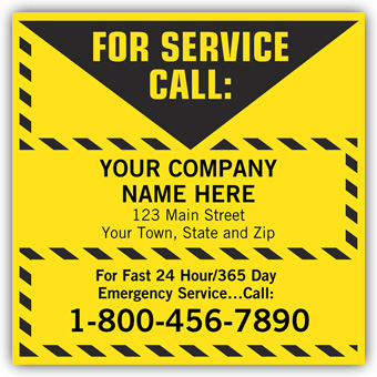 For Service Call Label, Yellow with Safety Border, Vinyl