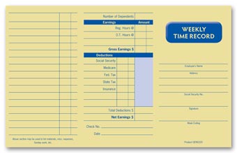 Pocket Size Weekly Time Cards