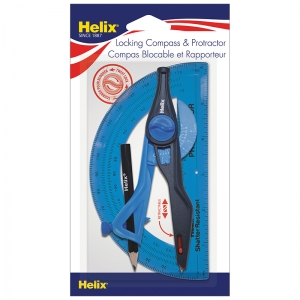 Helix Plastic Locking Compass And Protractor Set