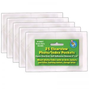 (5 PK) CLR VIEW SELF-ADHESIVE 25 PER PK PCKTS PHOTO/INDEX CARD 4X6