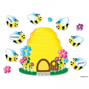 Magnetic Bee Hive and Bees Mini Bulletin Board Set, 12" x 17", Write On Wipe Off