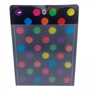 12PK POCKET CHALK DOT GROMMETT HOLE  POLY CLEAR FRONT 10X13