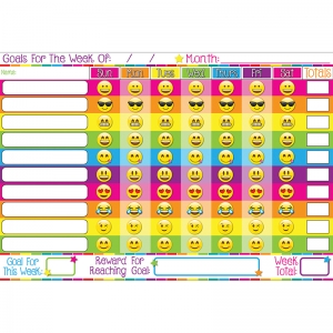Smart Poly Emoji Goals Chart, Dry-Erase Surface, 13" x 19"