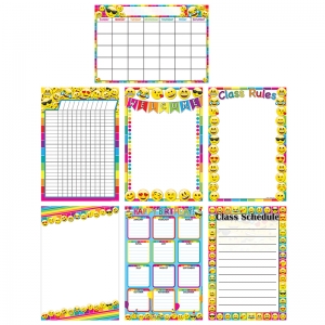 Smart Poly Chart, 13" x 19", Emoji Assorted Styles, Pack of 7