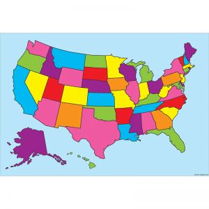 10 PK SMART POLY US MAP CHARTS DRY-ERASE SURFACE