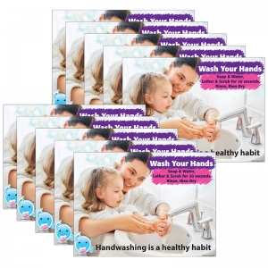 10 PACK POSTERMAT POLY WASH HANDS 