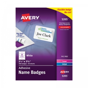 SELF ADHESIVE NAME BADGES WHT RECT   