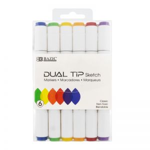 Bazic 6 Primary Colr 2tip Markers Sketch