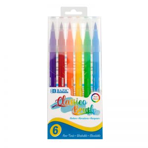 Bazic 6 Classic Colors Brush Marker 