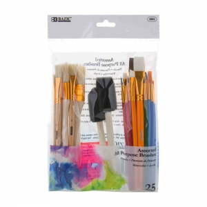 (3 St) Bazic Paint Brush Set 25 Pcs 