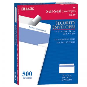 #10 Self-Seal Security Envelopes, Pack of 500