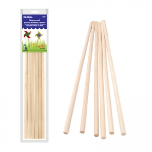 Round Natural Wooden Dowel 6pk 